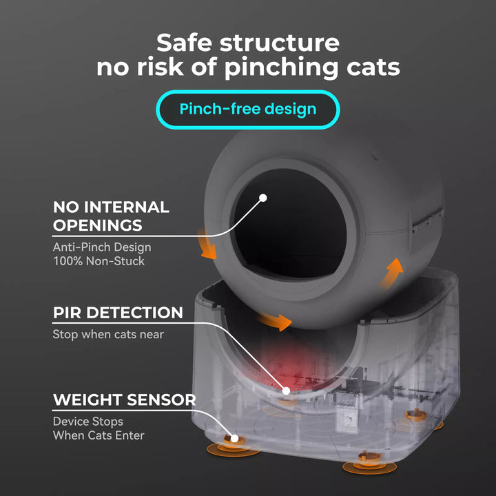 HHOLOVE Automatic Self-Cleaning Cat Litter Box Pro Dark Grey