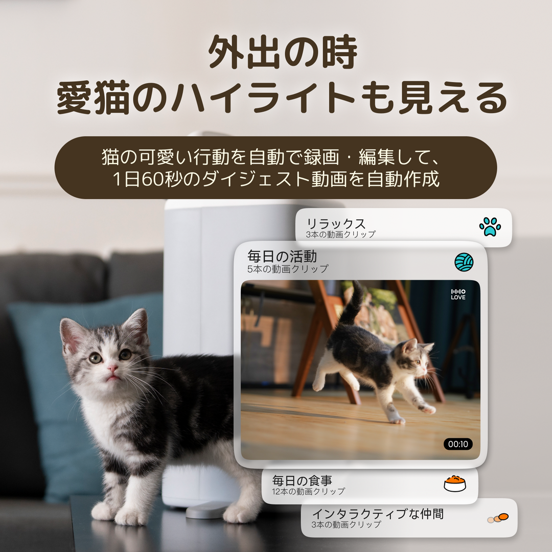HHOLOVE O Sitter、AIカメラ付き自動猫用給餌器、2K HDビデオ