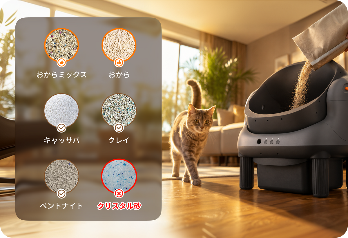 さまざまな固まる猫砂に対応
