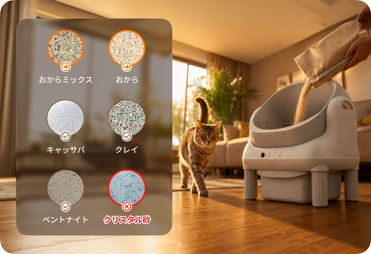 さまざまな固まる猫砂に対応