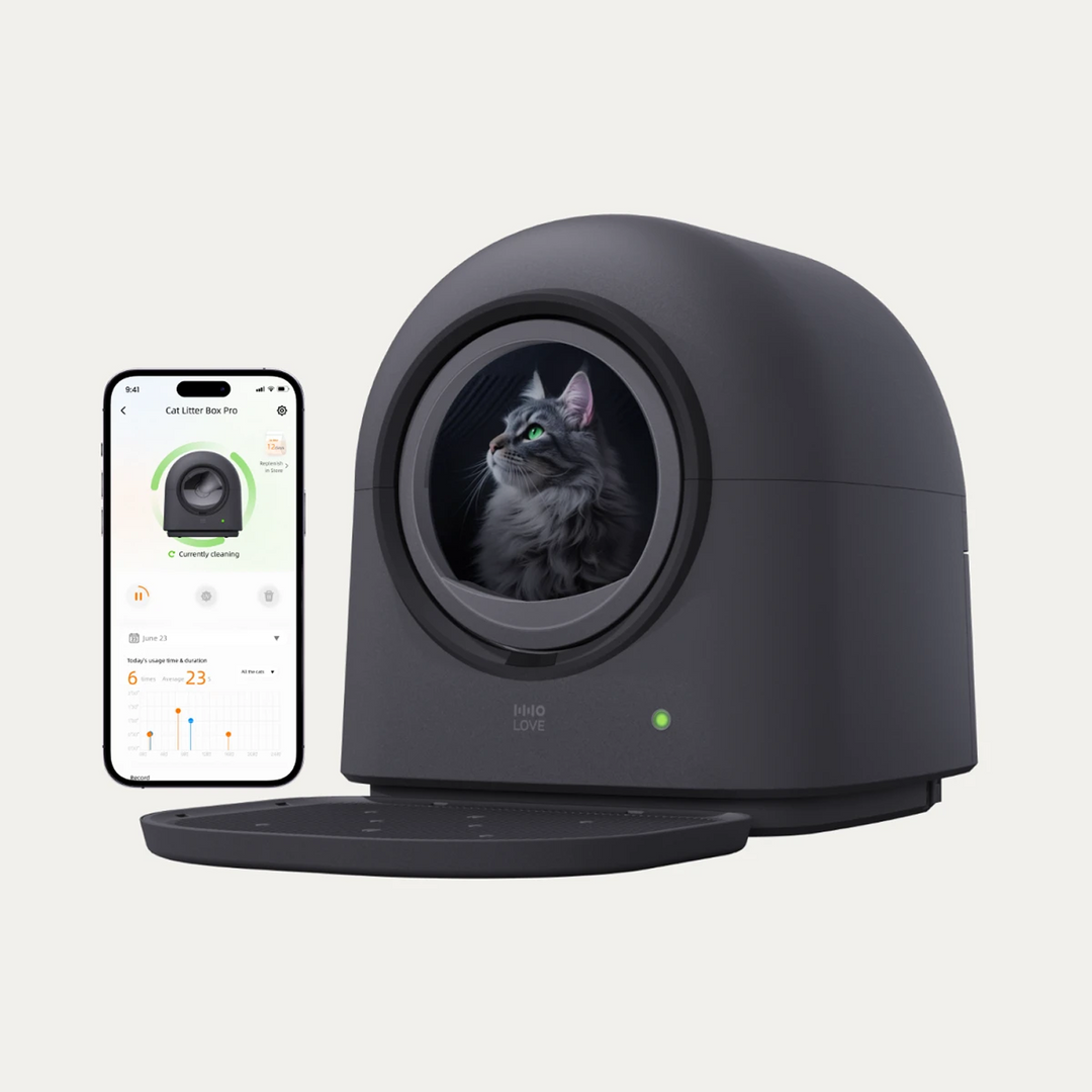 HHOLOVE 自動猫用自動洗浄トイレ プロ ダークグレー