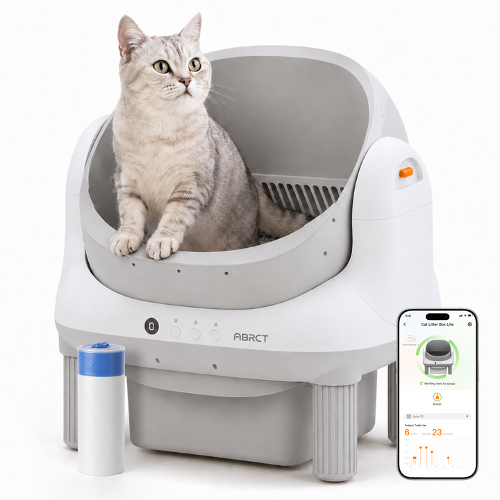 ABRCT オープントップ L1 自動洗浄ホワイト猫用トイレ | HHOLOVE製