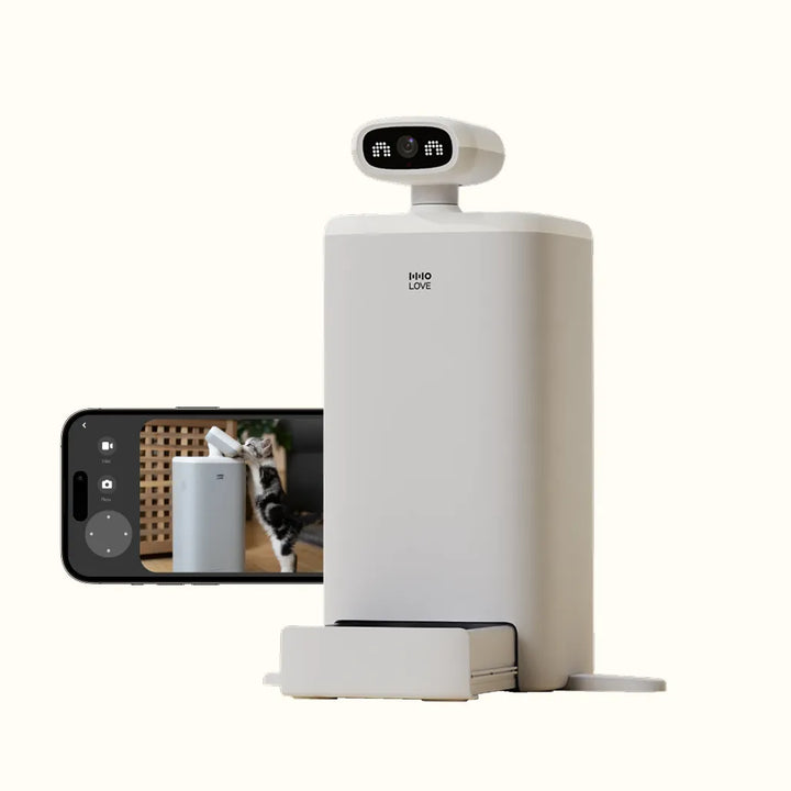 HHOLOVE O Sitter,Automatic Cat Feeder with AI Camera, 2K HD Video
